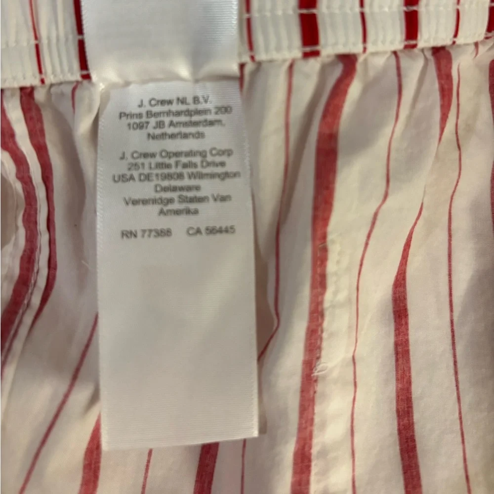 J. Crew Pajama Pant in Cotton Poplin in Ivory/Red Stripe Size L. NWT